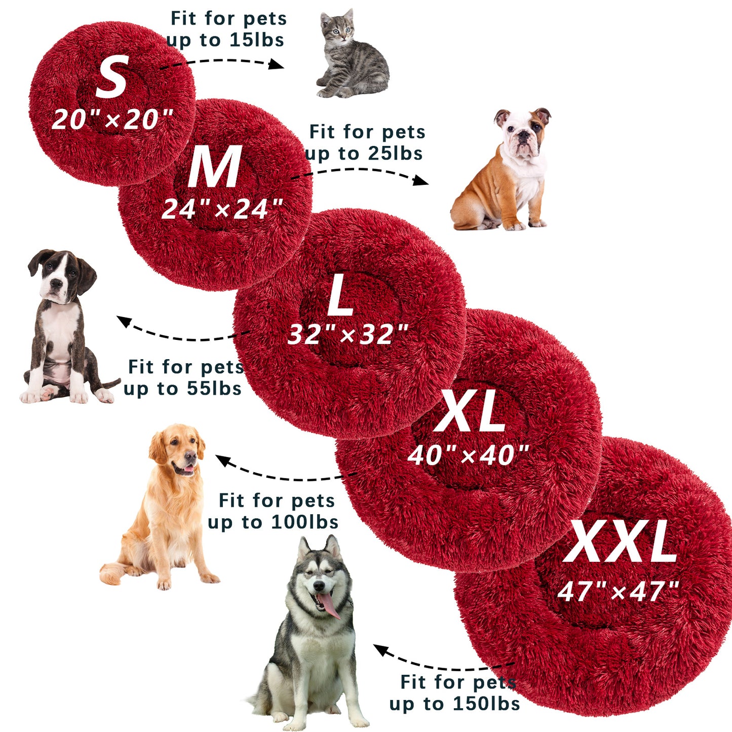 Fluffy Donut Dog Bed - Machine Washable